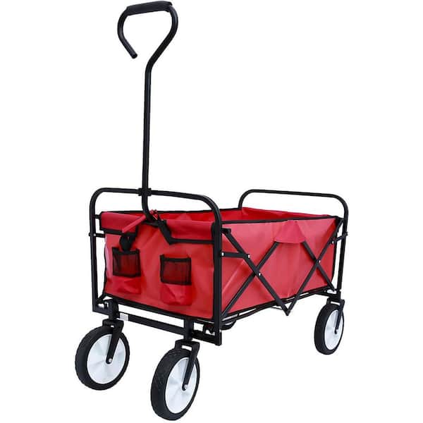 cenadinz 3.5 cu. ft. Steel Garden Cart, Red