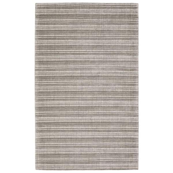 10 ft. x 13 ft. Gray, Ivory Striped Washable Area Rug