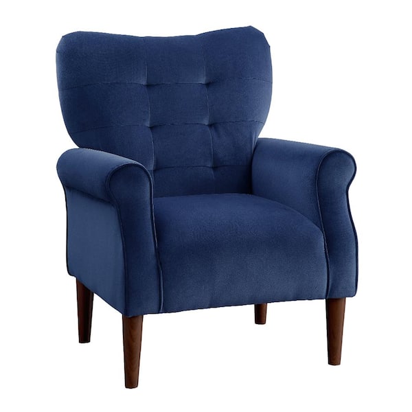 Lazzara Cecily Navy Blue Velvet Tufted Back Club Accent Chair