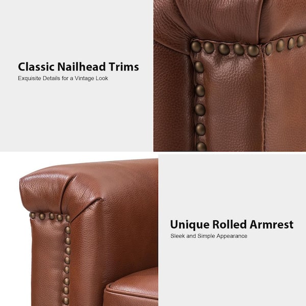 ARTFUL LIVING DESIGN Samuel 56 in. Wide Brown Leather Rectangle 2