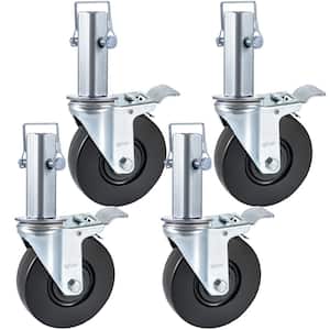 Scaffolding Rubber Swivel Caster Wheels 4-Pack 5 in. with Dual Locking Heavy Duty Casters 440 lbs. Capacity per Wheel