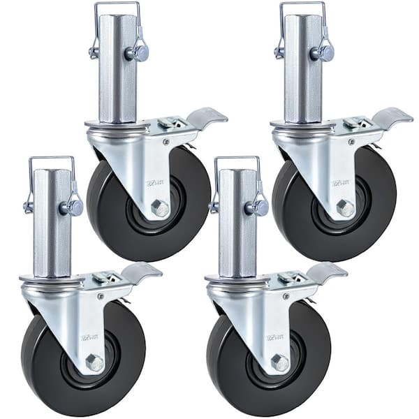 VEVOR Scaffolding Rubber Swivel Caster Wheels 4-Pack 5 in. with Dual Locking Heavy Duty Casters 440 lbs. Capacity per Wheel
