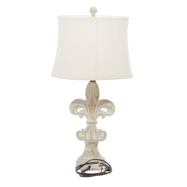 Litton Lane 28 In Classic Elegance, Fleur De Lis Table Lamp