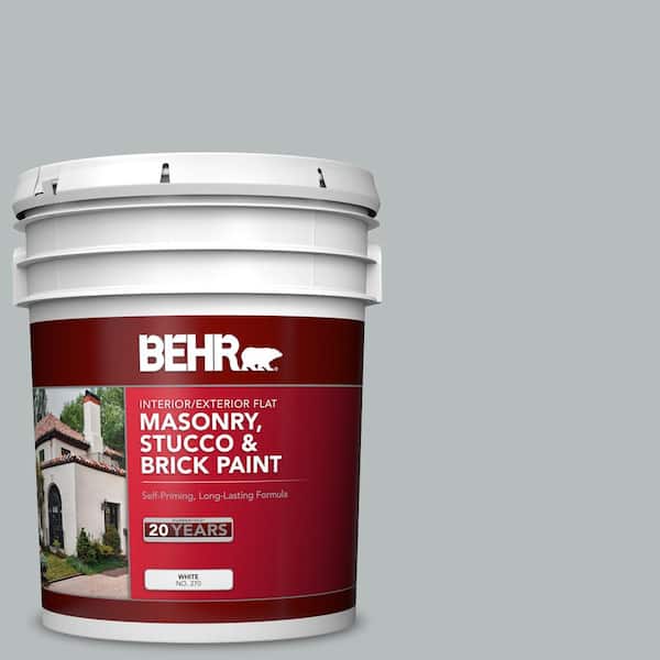 BEHR 5 gal. #PPU18-05 French Silver Flat Interior/Exterior Masonry, Stucco and Brick Paint