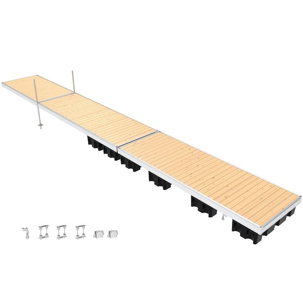 QPF-495 5 ft. x 40 ft. Floating Aluminum Straight Dock Kit with Kiln-dried Cedar Decking