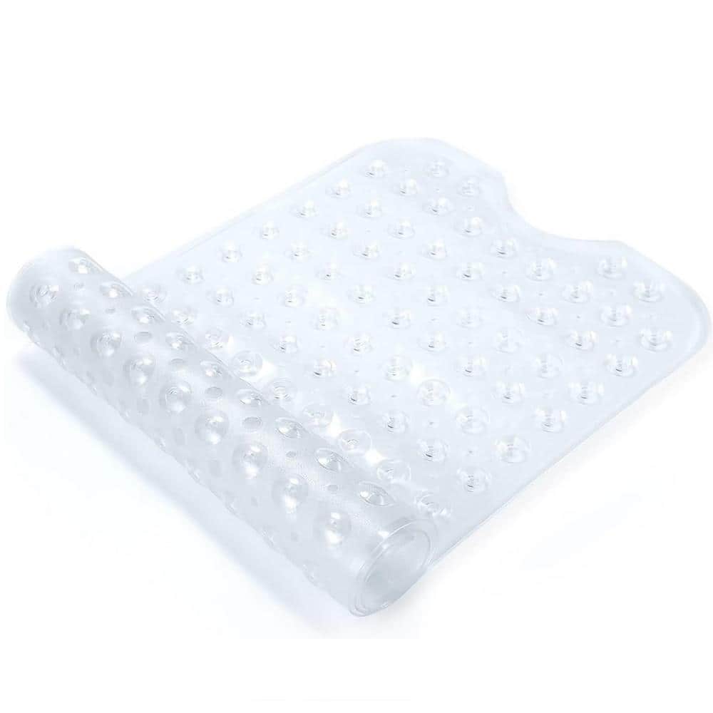 16 in. x 40 in. Non-Slip Bathtub Mat with Suction Cups and Drain Holes in C