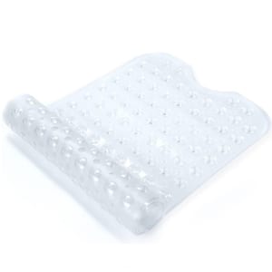 16 in. x 40 in. Non-Slip Bathtub Mat with Suction Cups and Drain Holes in Clear