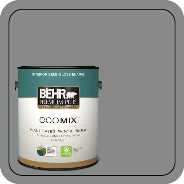 1 gal. #N460-5 Slate Rock Semi-Gloss Enamel EcoMix Plant-Based Interior Paint & Primer