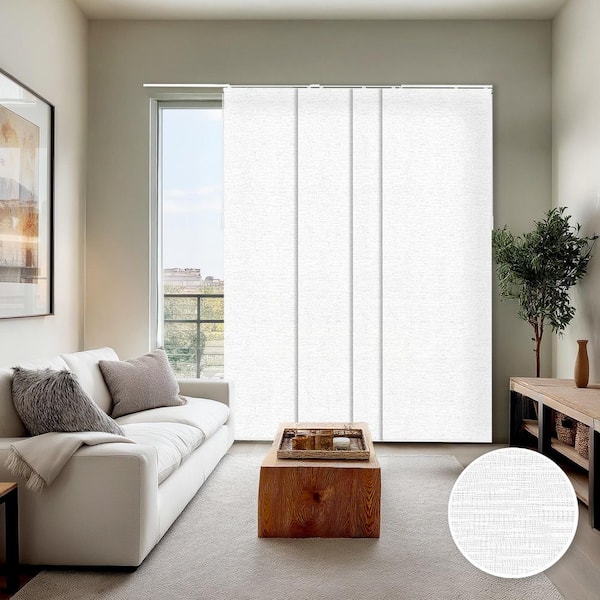 Panel Track Blinds Chalk White Cordless Light Filtering Adjustable with 22 in Slats Up to 80 in. W x 96 in L