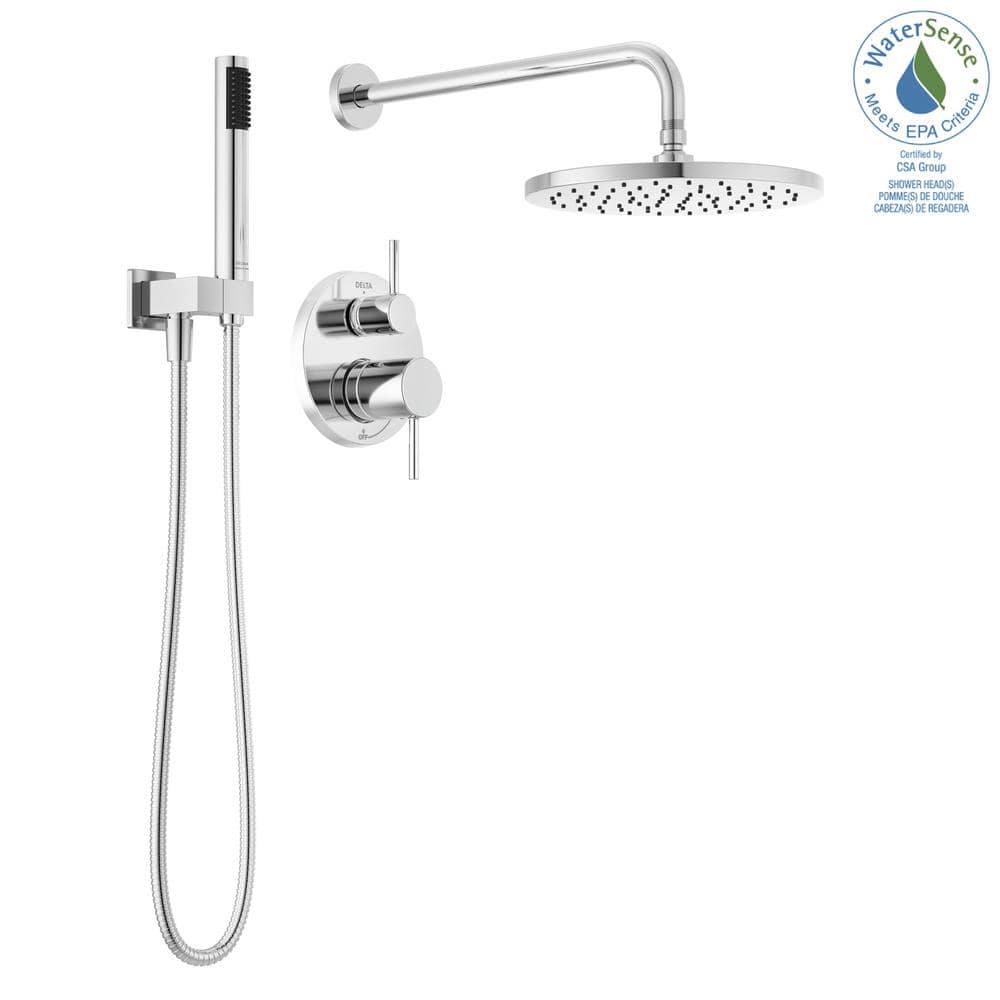 Chrome Multi-Head Rain Shower System with Handheld Spray