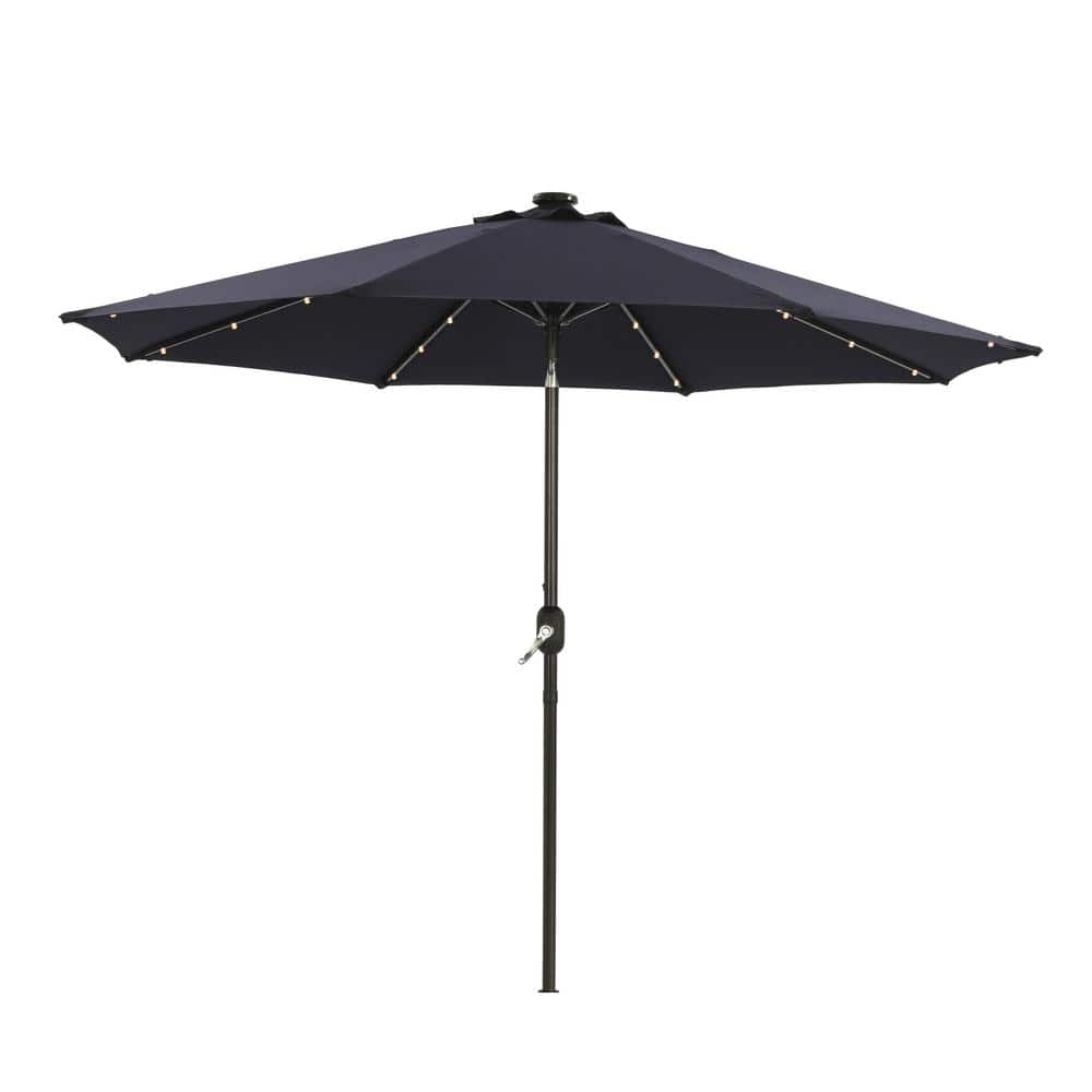 9 ft. Market Outdoor Patio Umbrella with LED in Dark Blue
