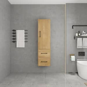 Victoria 15.75 in. W x 11.8 in. D x 59 in. H Brown Plywood Wall Floating Linen Cabinet in Oak