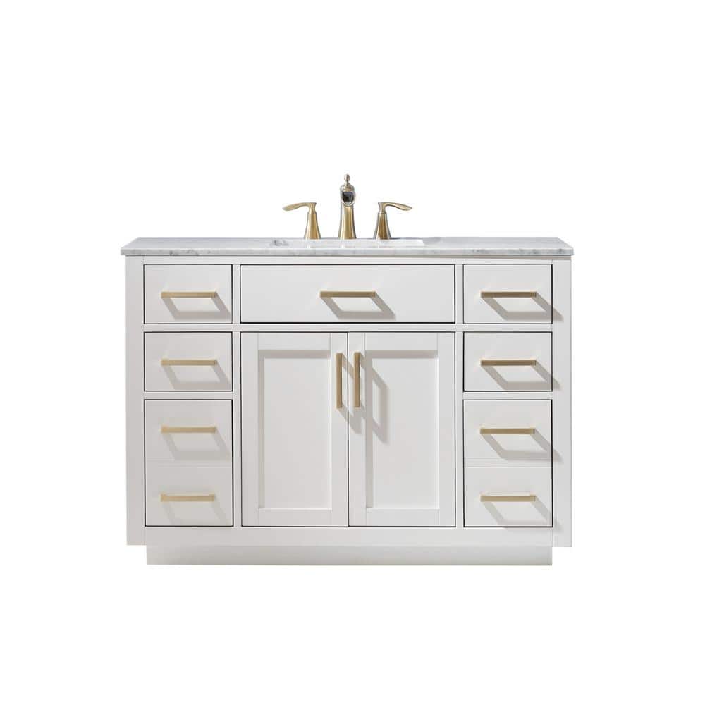 Altair Ivy 48 in. Bath Vanity in White with Carrara Marble Vanity Top in White with White Basin -  531048-WH-CA-NM