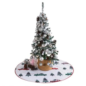 48 in. Vintage Truck Polyester Microfiber Quilted Tree Skirt