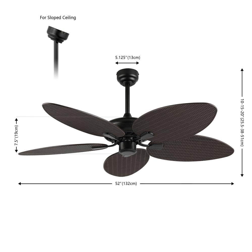 Raffles 52" Dark Brown Palm Blade Ceiling Fan with Remote