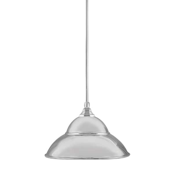 Unbranded Sparta 100-Watt 1-Light Chrome Shaded Pendant Light Mini Pendant with Chrome Metal Shade and No Bulb Included