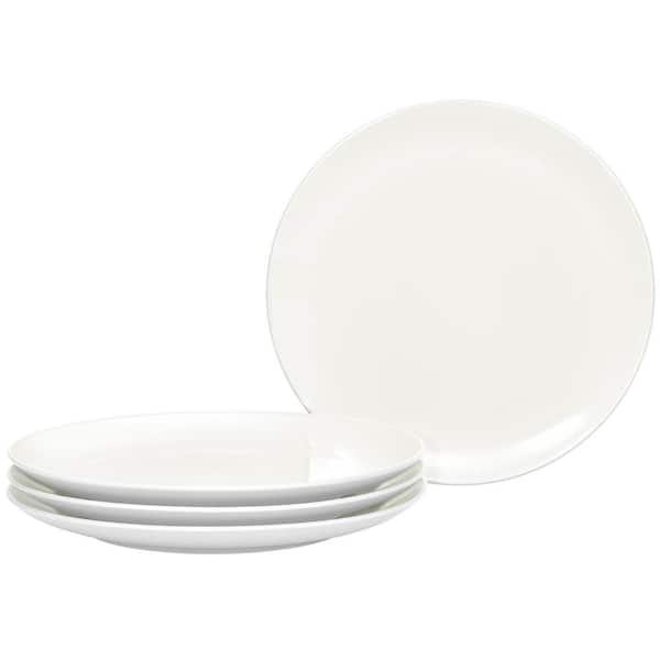 Colorwave White 8.25 in. (White) Stoneware Coupe Salad Plates, (Set of 4)
