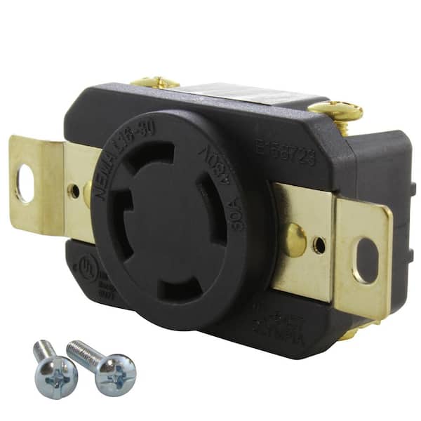 30 Amp 480-Volt 3-Phase Nema L16-30R Flush Mount Locking Industrial Grade Outlet