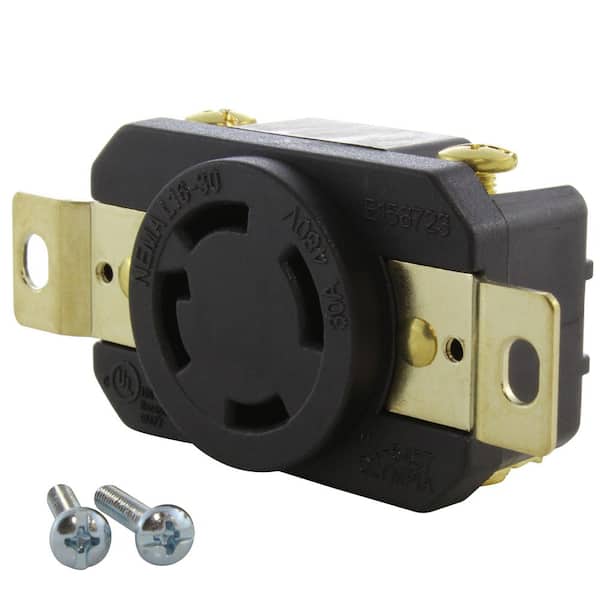 30A, 480V, 3-Phase NEMA L16-30R Flush Mount Locking Industrial Grade Outlet