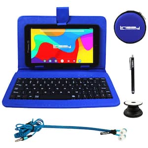 7 in. 2GB RAM 32GB Storage Android 12 Tablet with Blue Leather Keyboard, Earphones, Holder and Pen