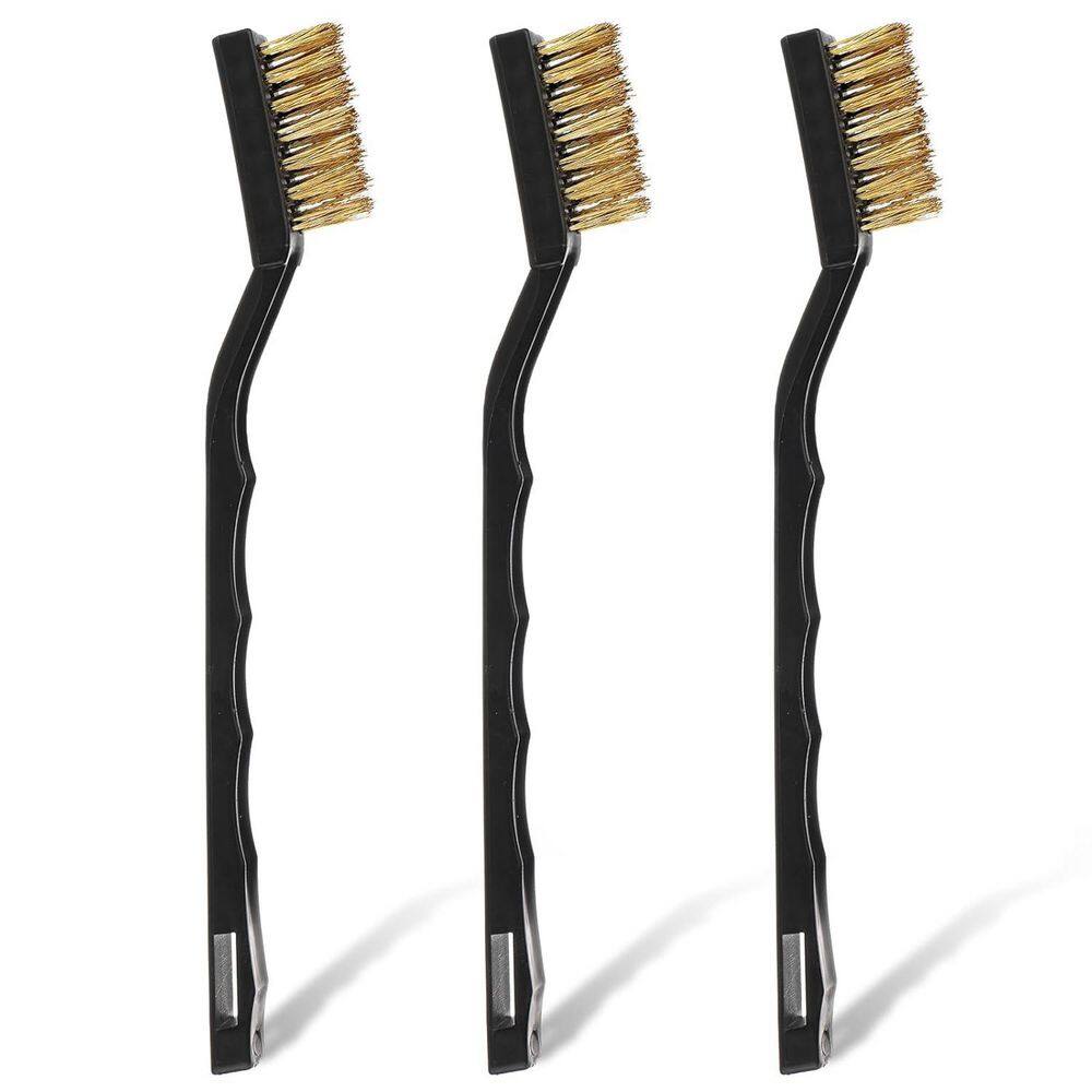 3 Pack Small Wire Brushes Set For Cleaning Rust, Drill Rust Removal Parts Spaces Metal Wires Brass Stainless Steel Nylon Multicolour