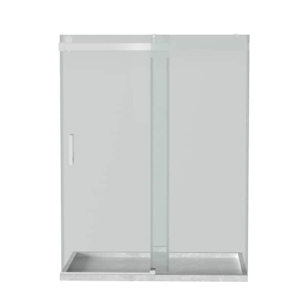 Unbranded 60 in. W x 76 in. H Sliding Frameless Shower Door in Nickel Finish