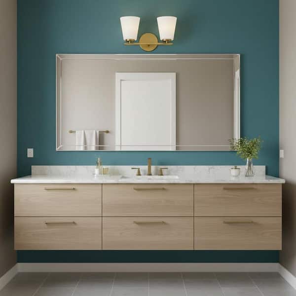 LARK Bri 15.0 in. 2 Light Lacquered Brass Vanity Light