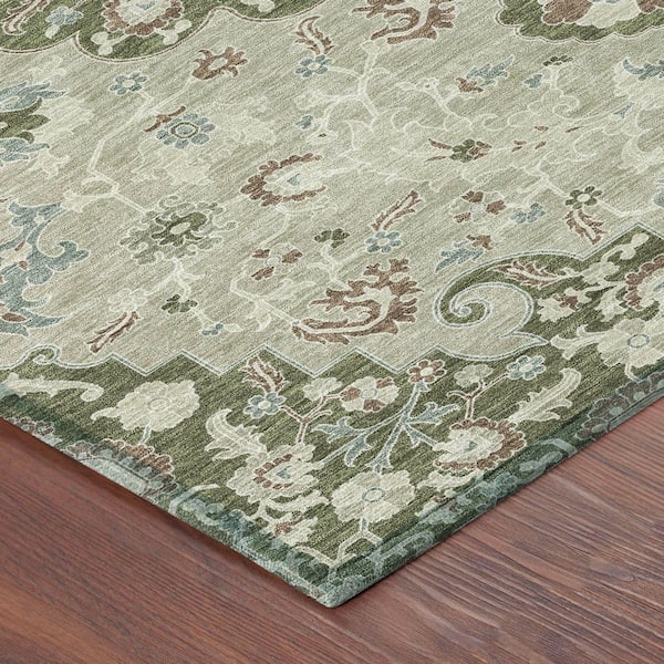 Chantille Machine Washable Indoor/Outdoor Abstract ACN2463 Olive 8 ft. x 10 ft. Area Rug
