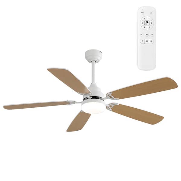 52 in. Indoor White Ceiling Fan with Remote Control Reversible DC Motor with Dimmable LED Light