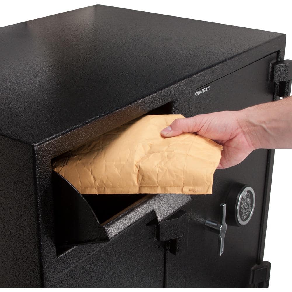 Large Black Steel Dual Compartment Keypad Depository Safe