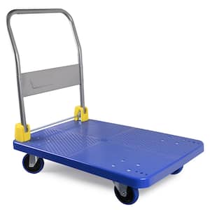 880 lb. Capacity 4-Wheel Steel Standard Duty Platform Truck in Blue