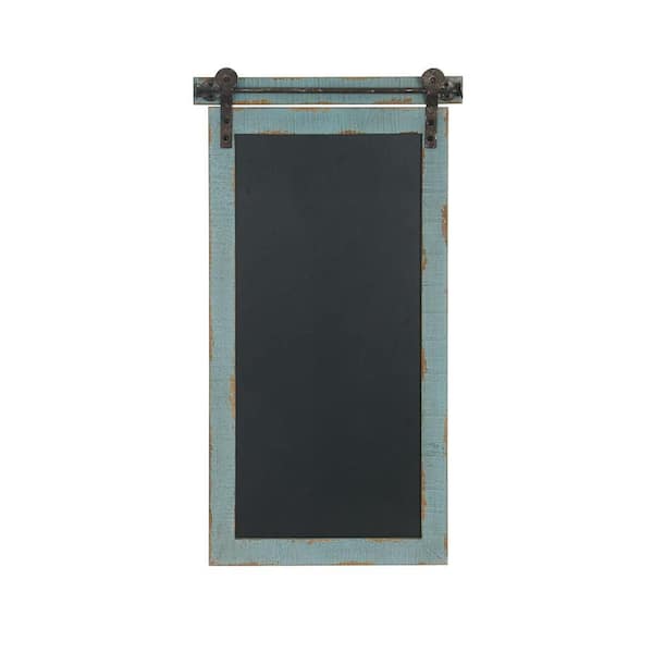 16 in. x 29 in. Wood Blue Sign Wall Decor with Chalkboard