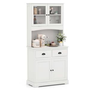 2-Adjustable Shelf White 67'' Storage Cabinet Closet Kitchen Pantry Cupboard with Adjustable Shelves