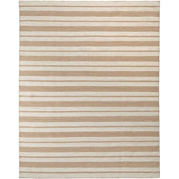 HomeRoots Ivory Taupe and Brown 2 ft. x 3 ft. Striped Area Rug
