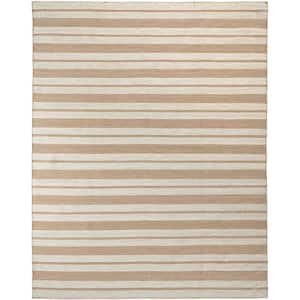 Ivory Taupe and Brown 2 ft. x 3 ft. Striped Area Rug