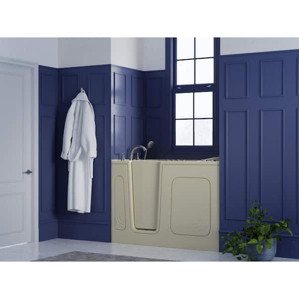 HD Series 54 in. Left Drain Quick Fill Walk-In Whirlpool and Air Bath Tub with Powered Fast Drain in Biscuit
