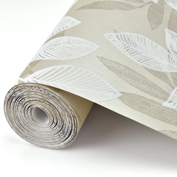 Modern minimalist Non-woven background Flocking leaf printing Wallpaper Roll 