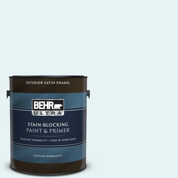 BEHR ULTRA 1 gal. #BL-W04 Ethereal White Satin Enamel Exterior Paint & Primer