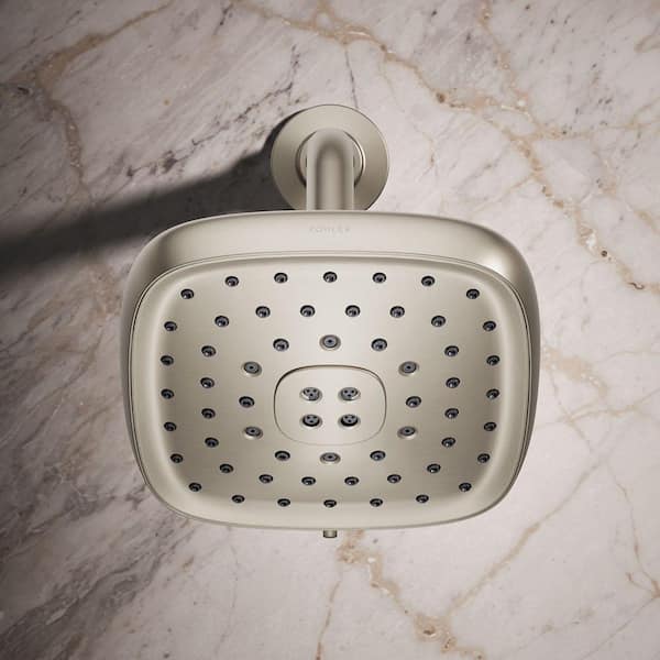 KOHLER Fordra 3-Spray Patterns 6.817 in. Wall Mount Fixed Shower Head in Vibrant Brushed Nickel