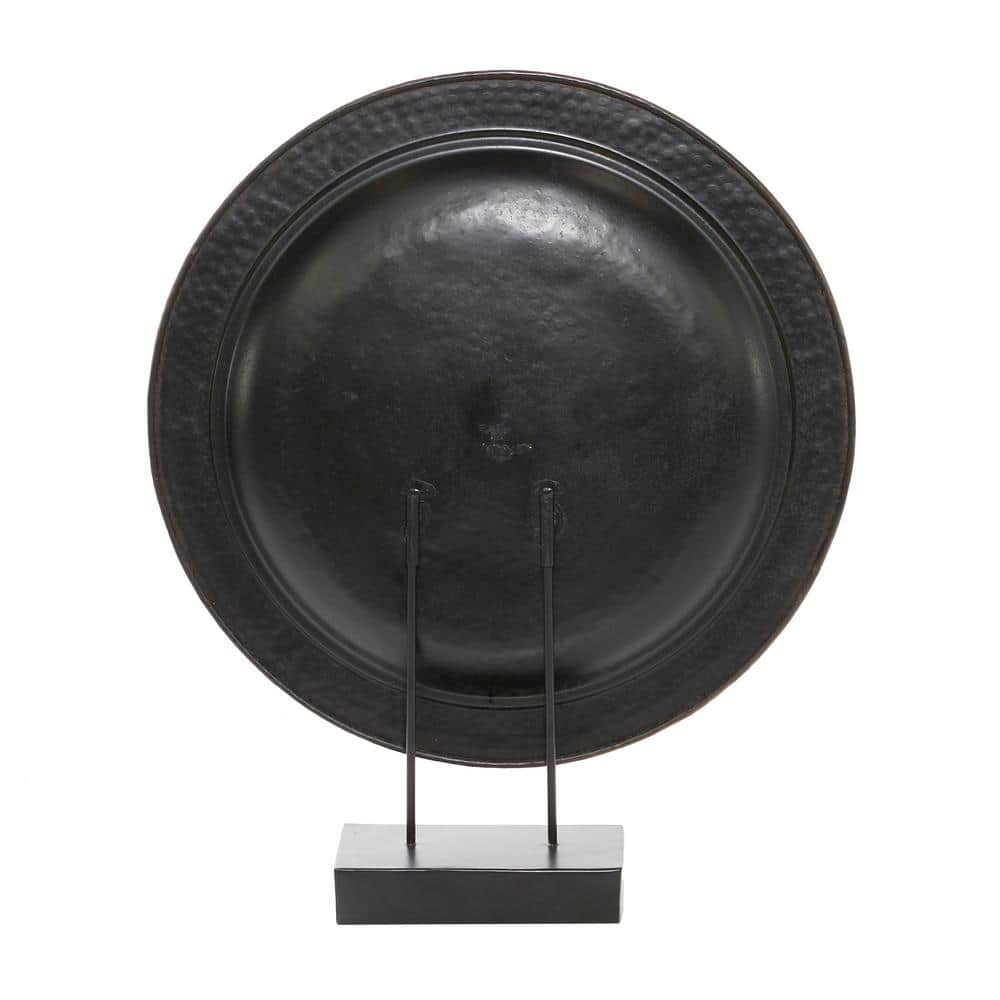 Copper Round Geometric Sculpture with Black Stand