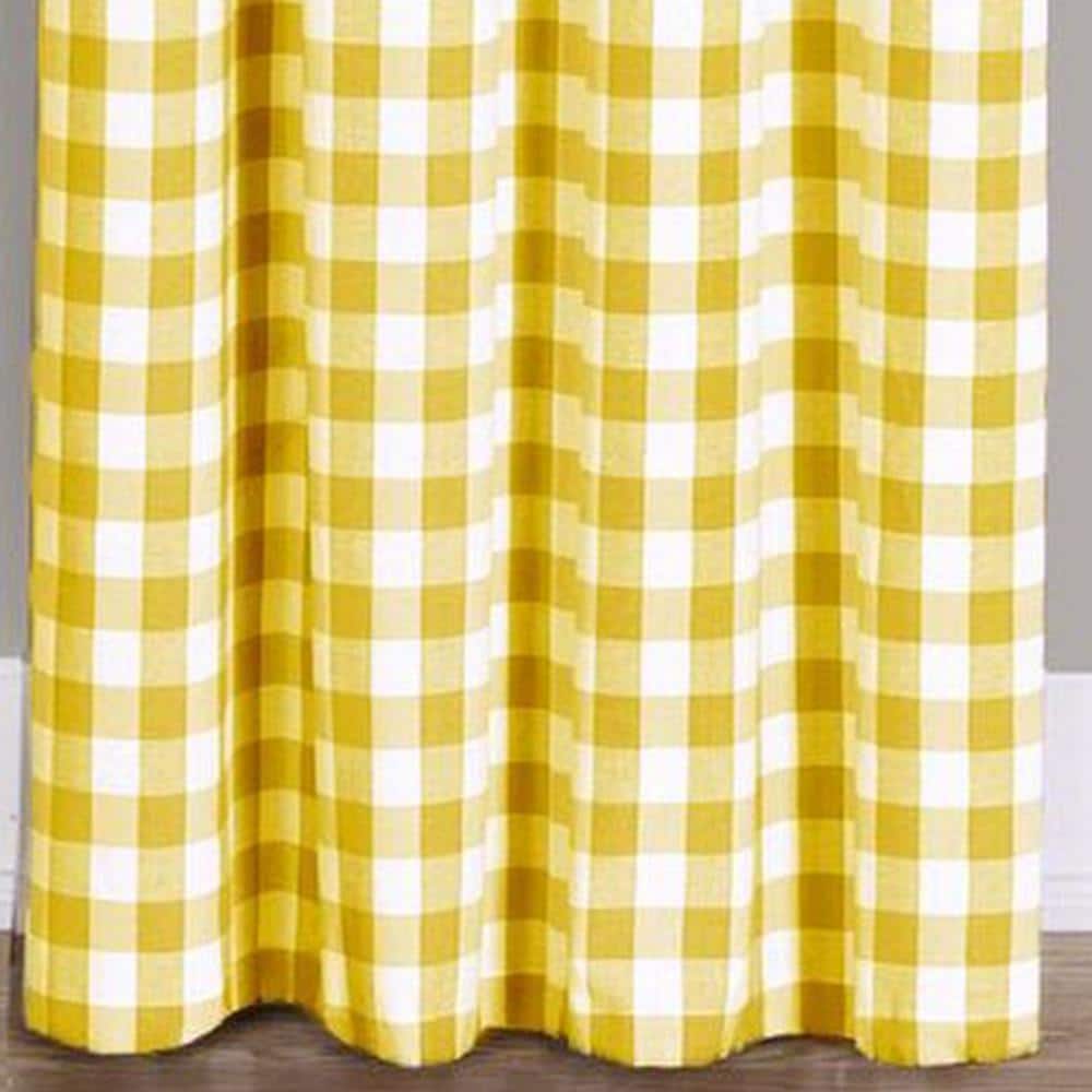 Yellow and White Buffalo Check Scalloped Rod Pocket Valance