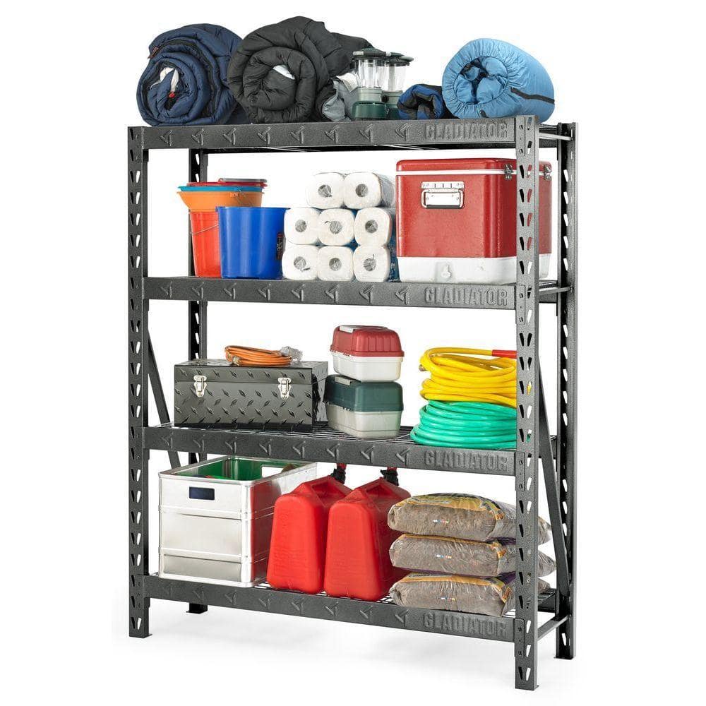 Heavy-Duty 60-Inch Black Welded Steel Garage Shelving Unit