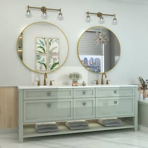 30 in. W x 30 in. H Round Aluminum Alloy Framed French Cleat Mounted Wall Decor Bathroom Vanity Mirror in Matte Gold