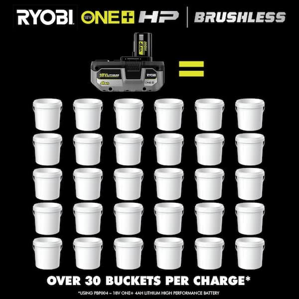 Ryobi One+ 18V HP 1/2 in. Brushless Cordless Mud Mixer with One+ HP 18V 6.0 Ah High Performance Battery and Charger