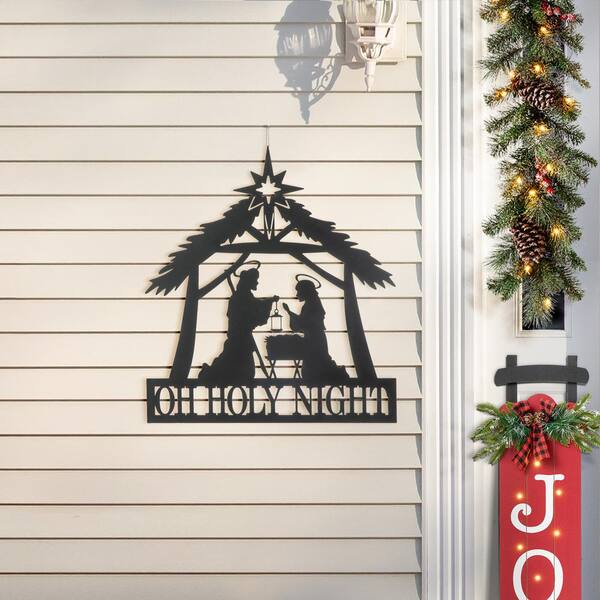 Glitzhome 30 in. H Christmas Metal Silhouette Nativity Yard