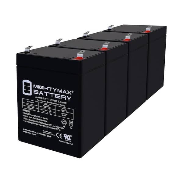 MIGHTY MAX BATTERY 12V 2. 9AH F1 SLA Replacement Battery Compatible With Invacare Reliant 450 Patient Lift-4 Pack