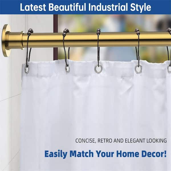72 in. Stainless Steel Tension Mounted Adjustable Heavy Duty Spring Shower Curtain Rod in Gold