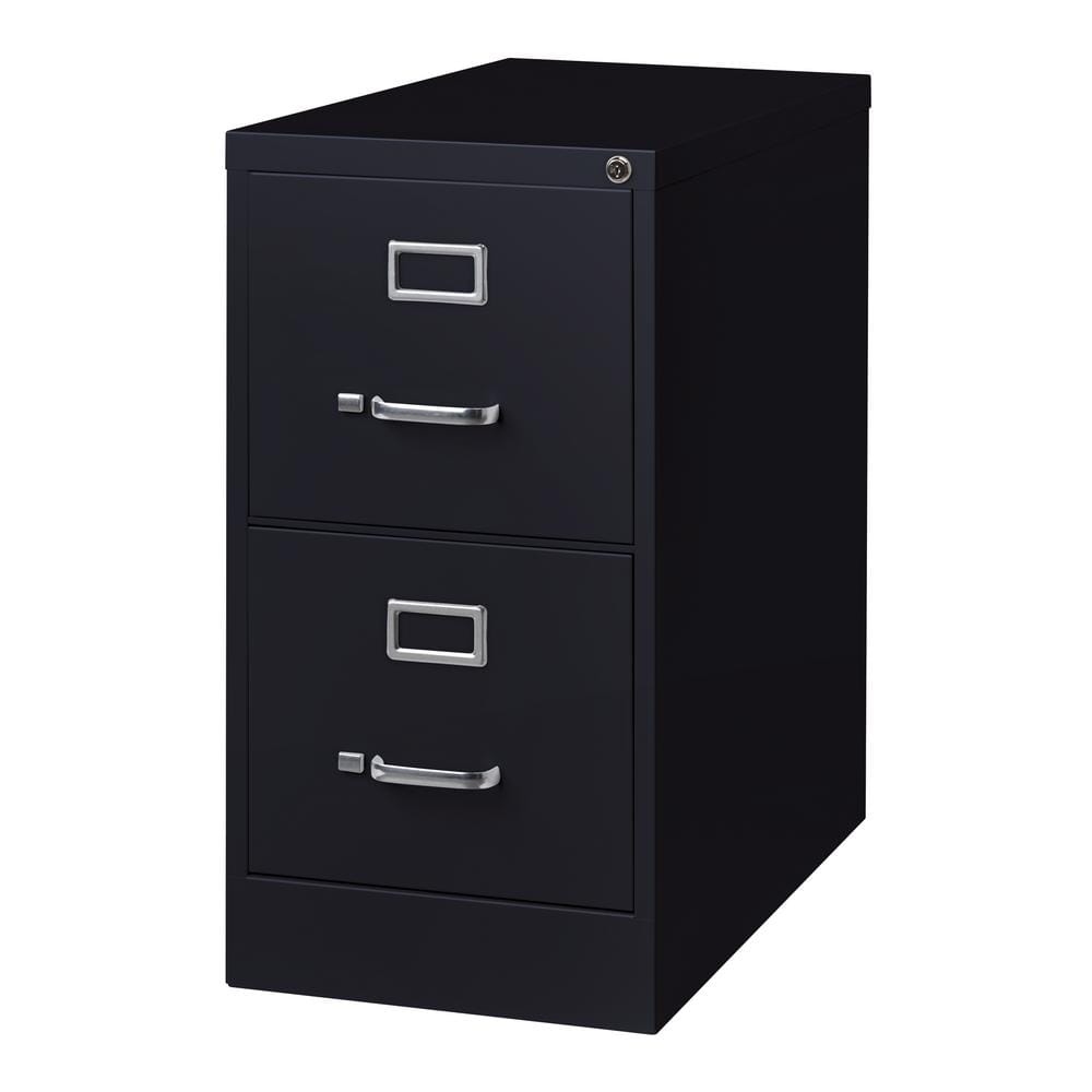 Black Steel Vertical 2-Drawer Lockable File Cabinet
