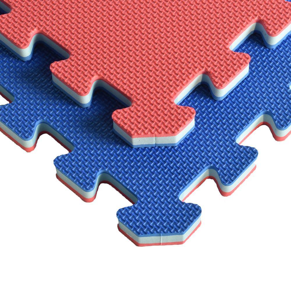 Red and Blue Reversible Interlocking Foam Mat 24x24 Inch