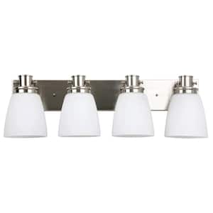 Atkinson 28.38 in. 4-Lights Satin Nickel, Vanity Lights with No Additional Features